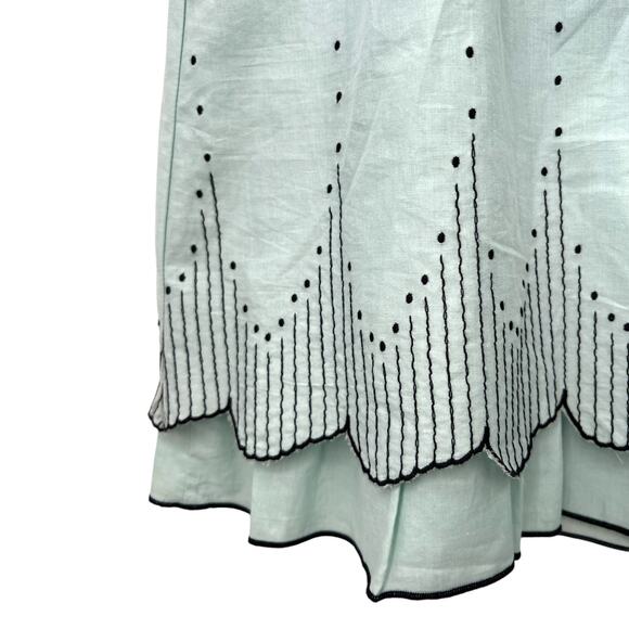 H&M | NWT | 6 | Blue Green Flutter Sleeve Butterfly Embroidery Retro Pinup Dress - Picture 6 of 9